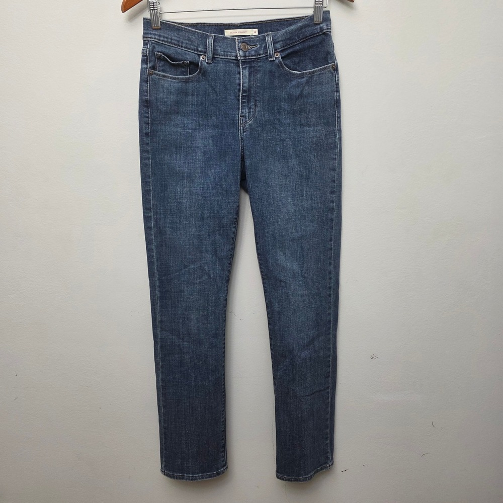 Levi's Classic Straight Jeans Womens 4 Blue Medium Wash Mid Rise Stretch Casual